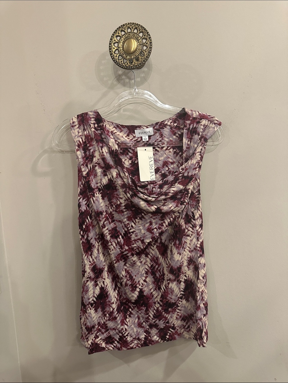 Evereve Draped Cowl Neck Camisole in Purple Multi-Print